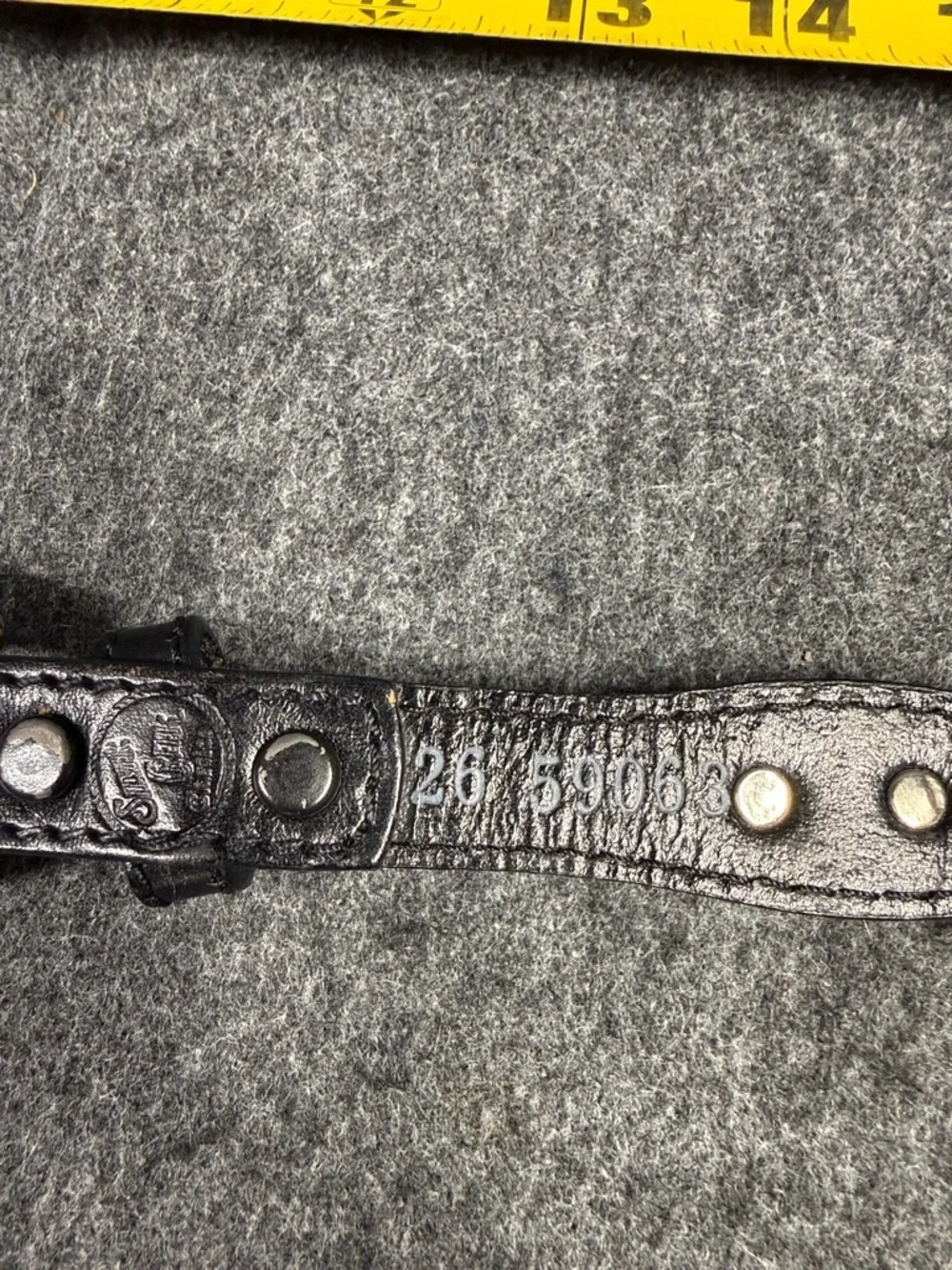 Black Western Leather Belt with Silver-Tone Buckle